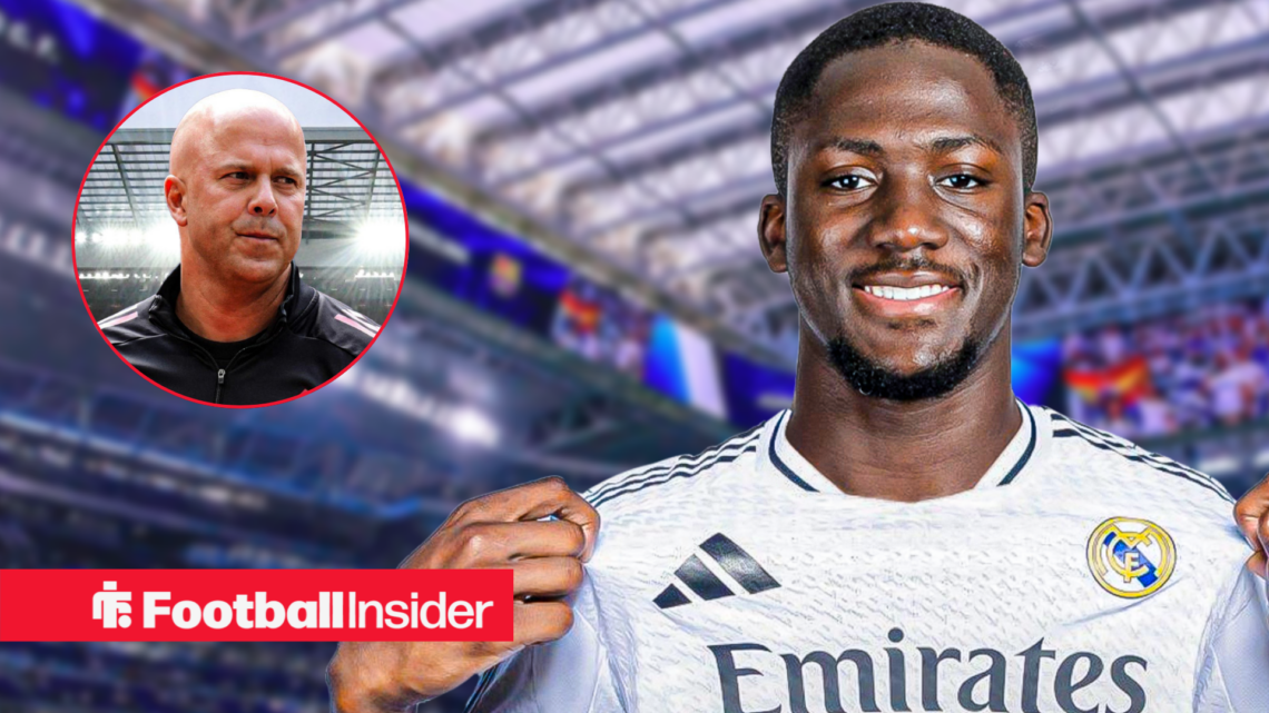 Ibrahima Konate in Real Madrid kit with Arne Slot inset