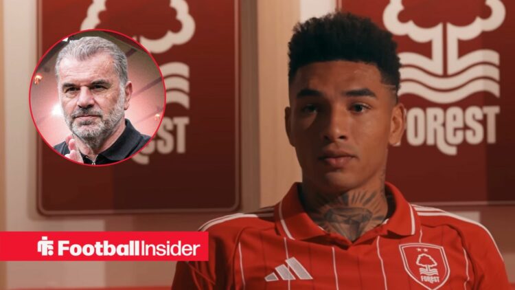 Igor Jesus at Nottingham Forest in interview with Ange Postecoglou inset
