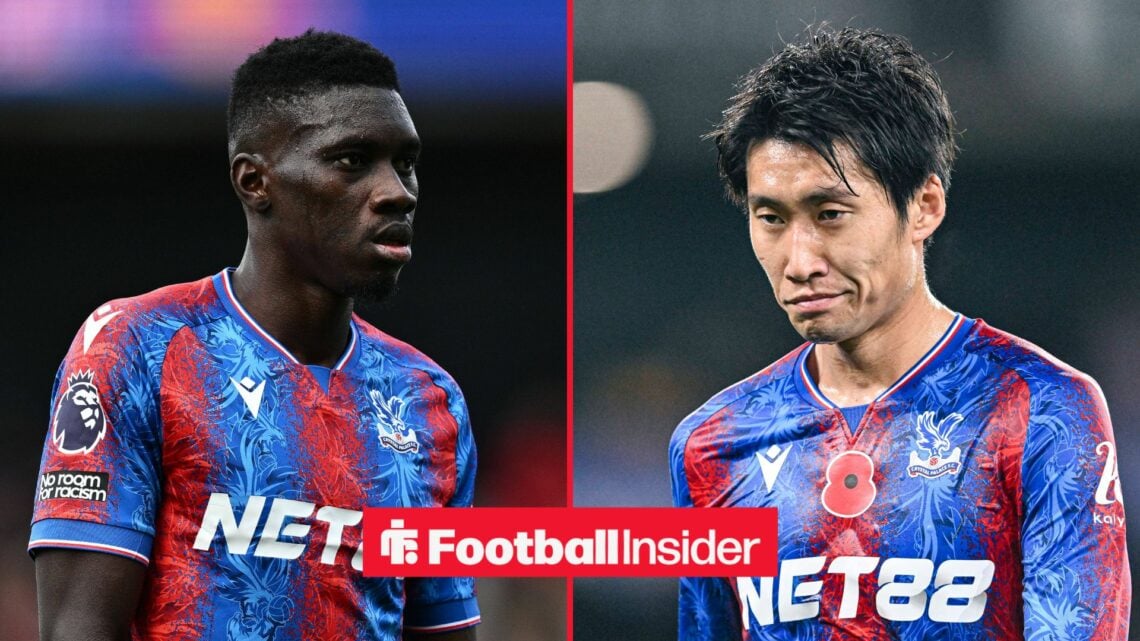 Ismaila Sarr focused on the left and Daichi Kamada sad on the right