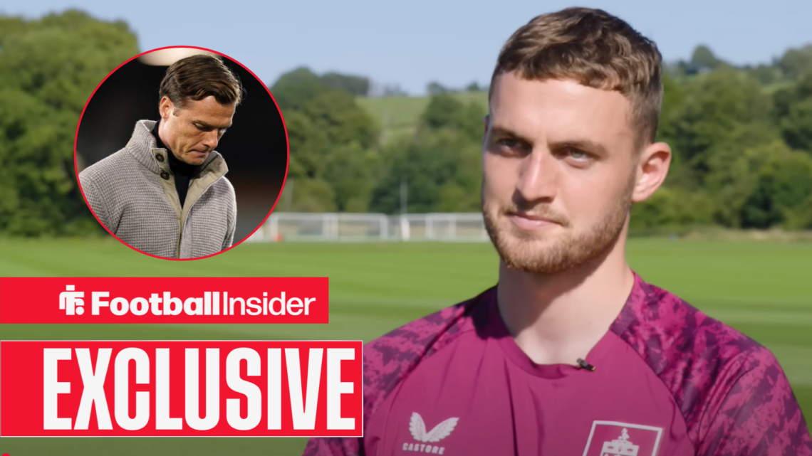 Jacob Bruun Larsen in a Burnley interview, Scott Parker in a circular inset