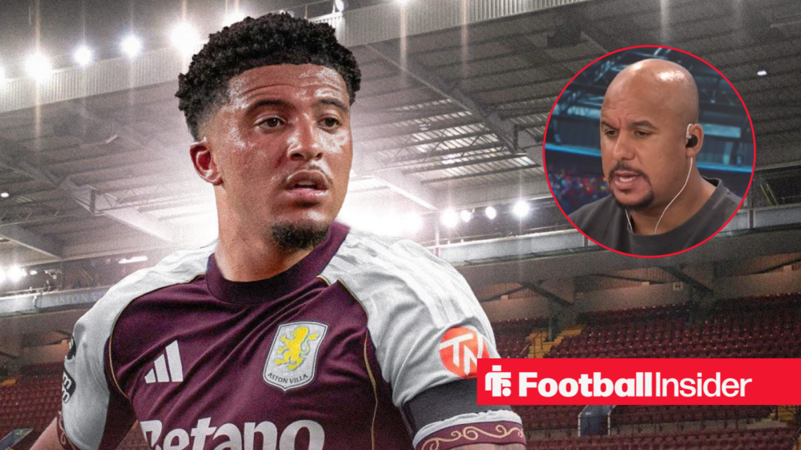 Jadon Sancho at Villa Park, Gabby Agbonlahor in a circular inset