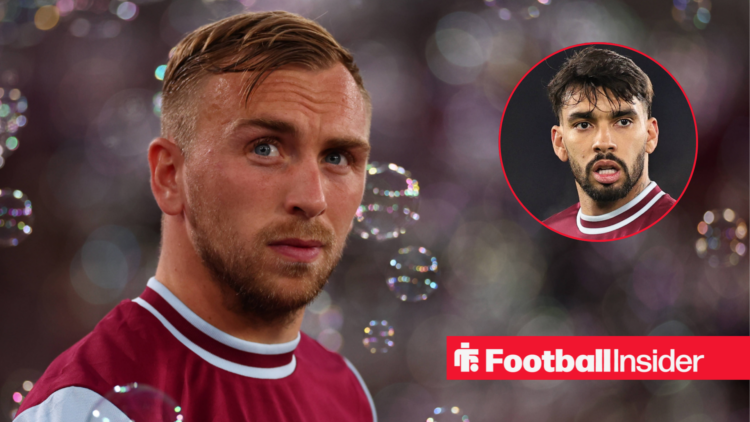 Jarrod Bowen in West Ham shirt with Lucas Paqueta inset