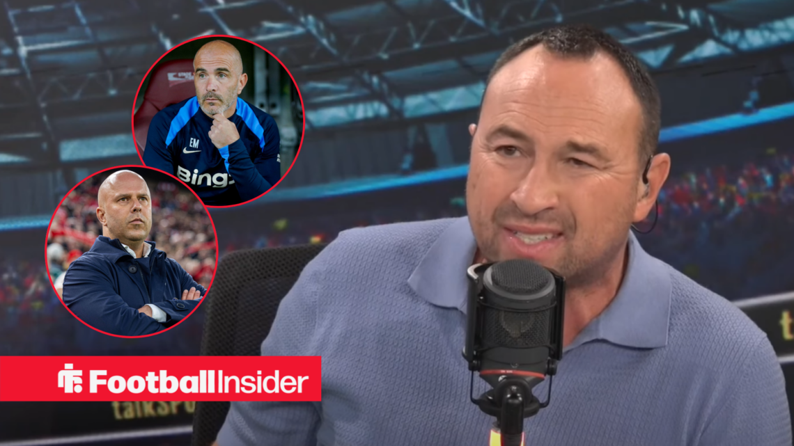 Jason Cundy speaking on talkSPORT, Arne Slot and Enzo Maresca in circular inset