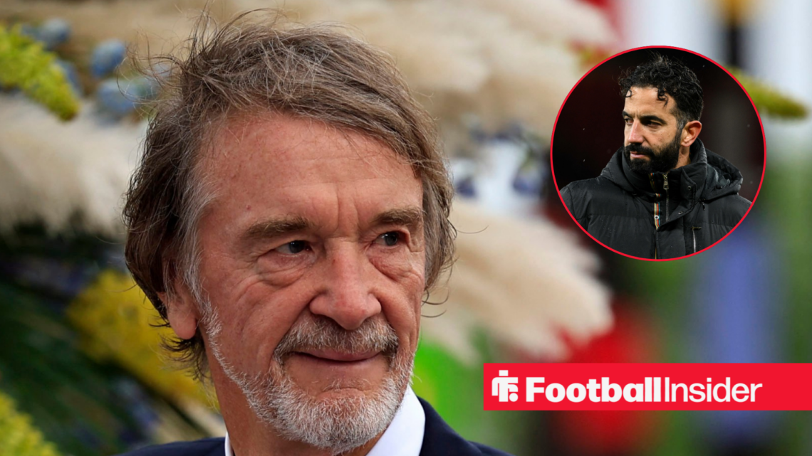 Manchester United owner Jim Ratcliffe alongside an image of boss Ruben Amorim