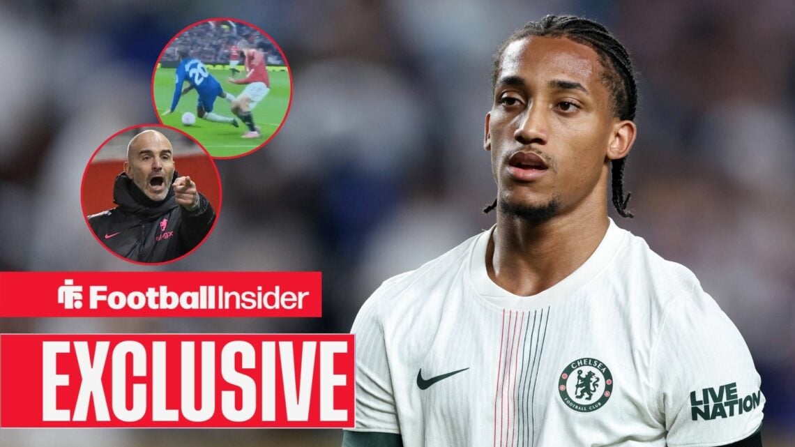 Joao Pedro in a Chelsea shirt, Enzo Maresca and Chelsea controversy in circular insets