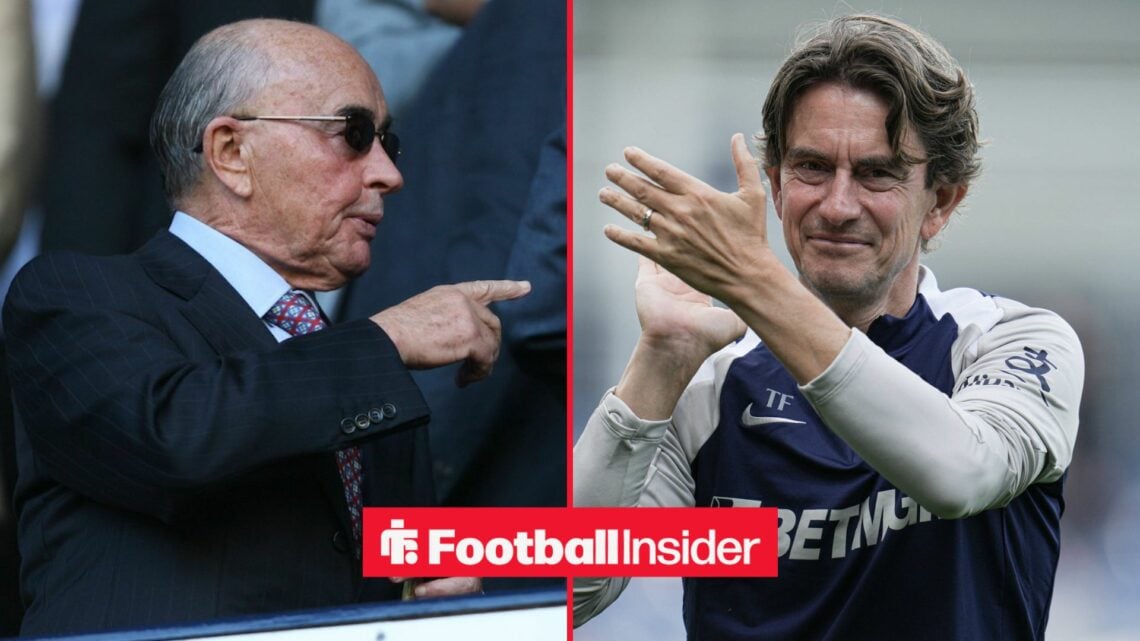 Joe Lewis pointing alongside Thomas Frank smiling