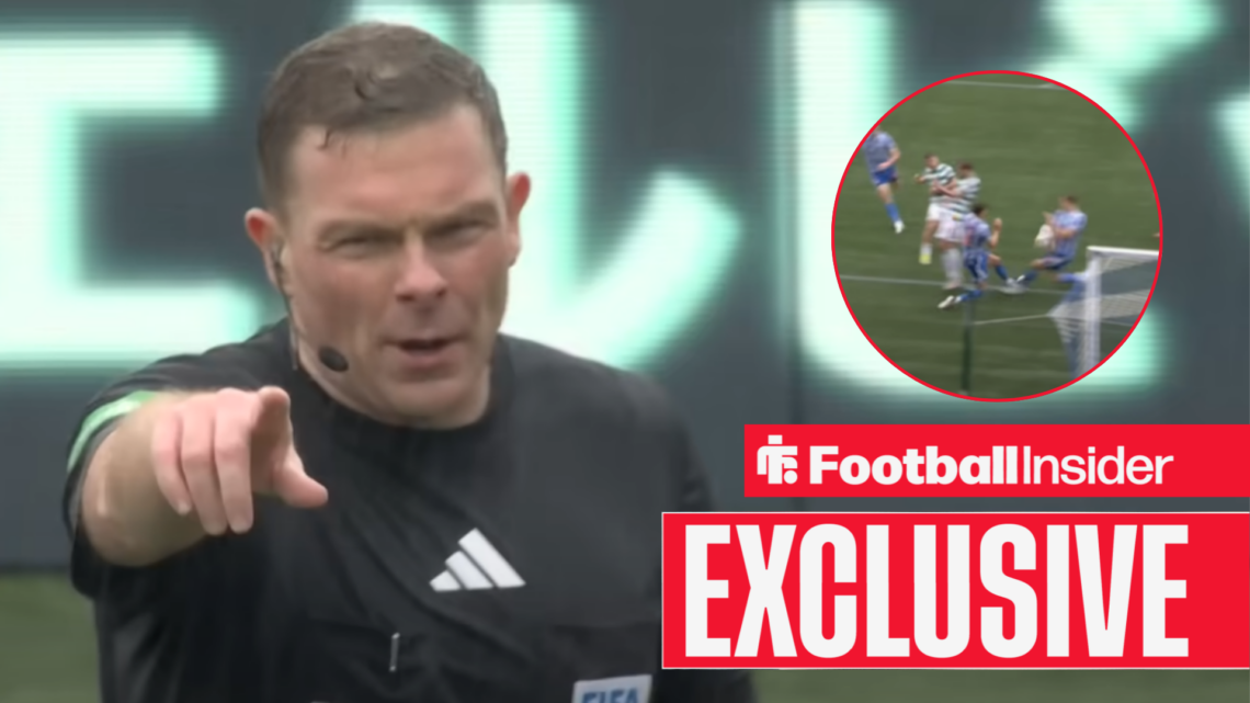 John Beaton pointing for a corner, penalty incident in circular inset