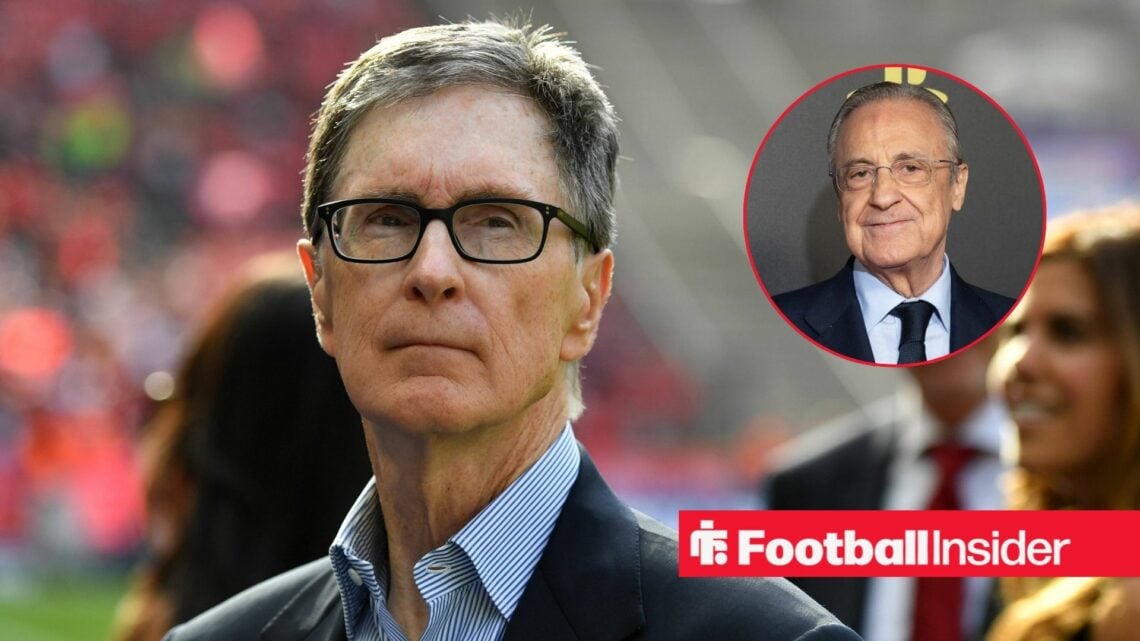John Henry on the Anfield touchline with Florentino Perez included in a circular inset