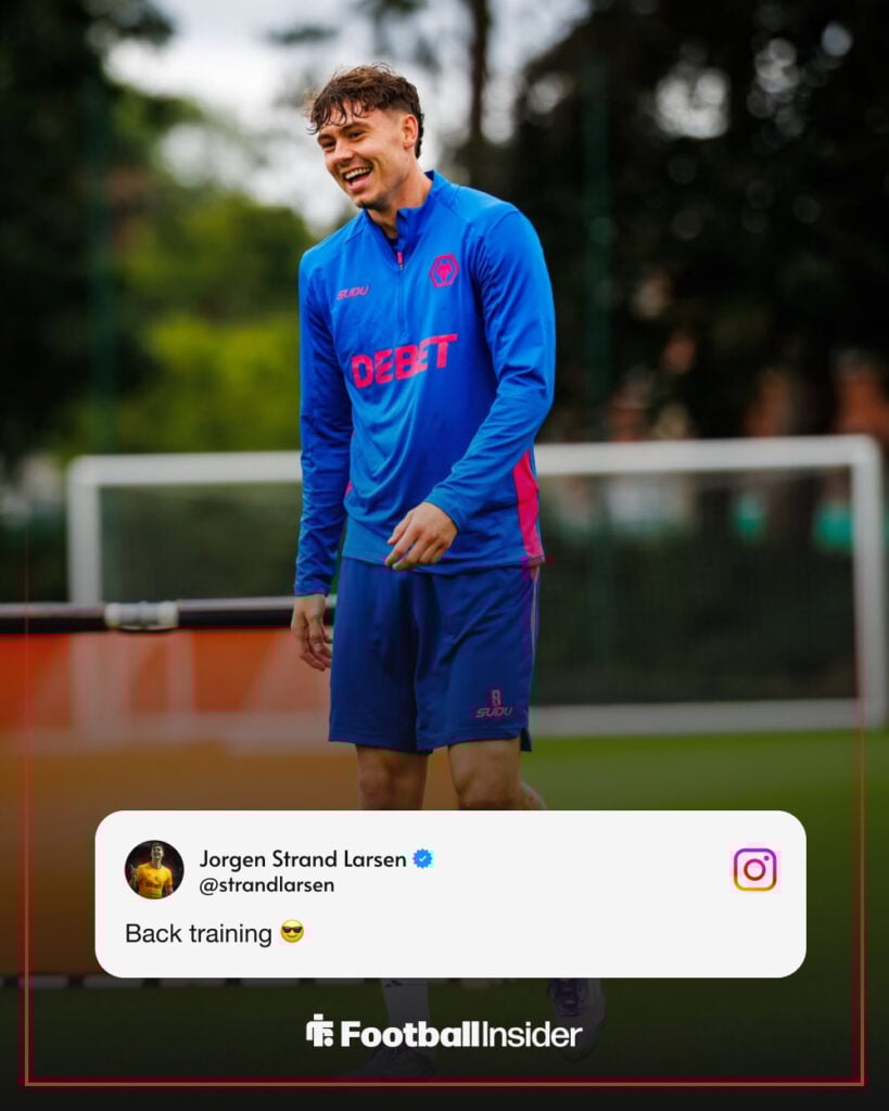 Wolves' Jorgen Strand Larsen training