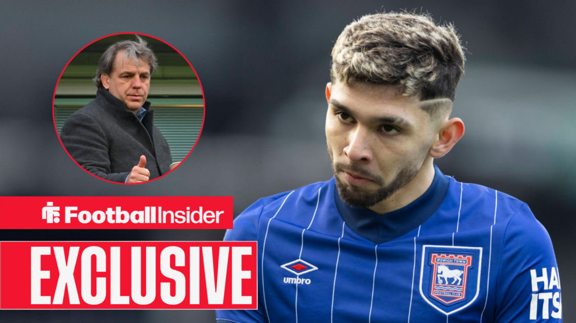 Julio Enciso in an Ipswich Town kit, Todd Boehly in a circular inset
