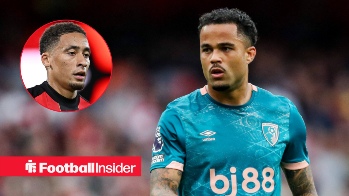 Justin Kluivert in away Bournemouth kit with Marcus Tavernier inset