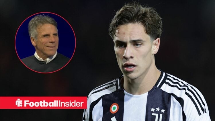 Kenan Yildiz at Juventus, Gianfranco Zola in a circular inset
