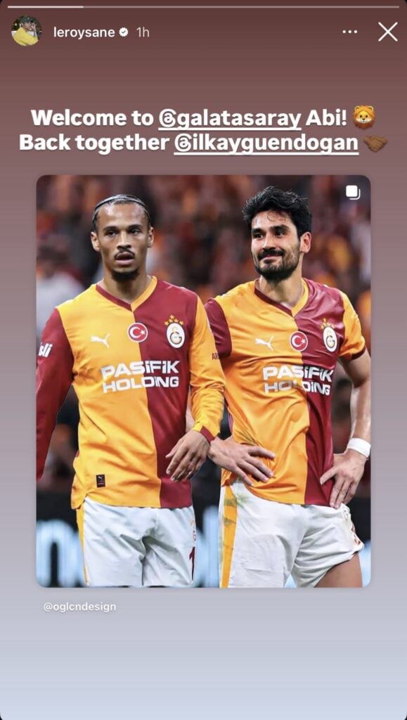 Leroy Sane's message to Ilkay Gundogan