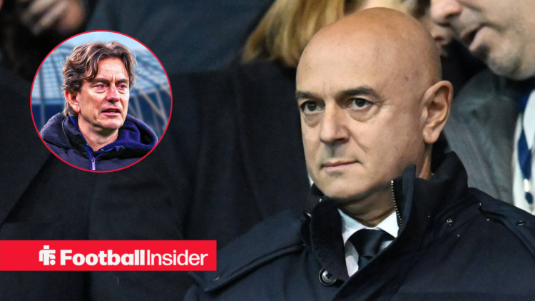 Daniel Levy in a coat, Thomas Frank in a circular inset