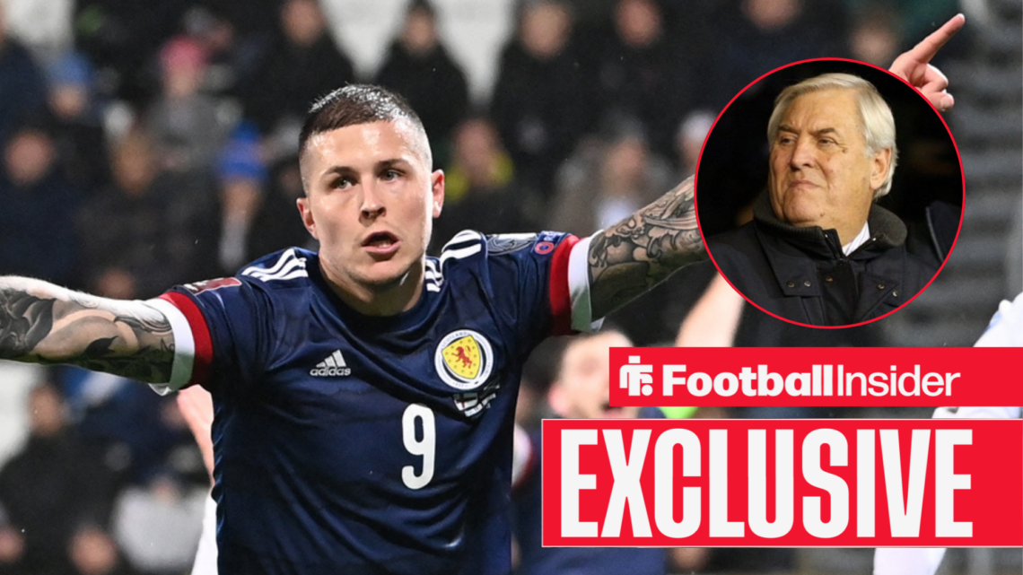Scotland striker Lyndon Dykes alongside an image of Keith Hackett
