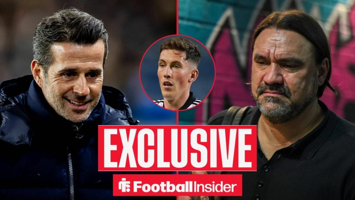 Marco Silva on the left looking worried with Daniel Farke serious on the right and a focused Harry Wilson above an EXCLUSIVE banner in the middle