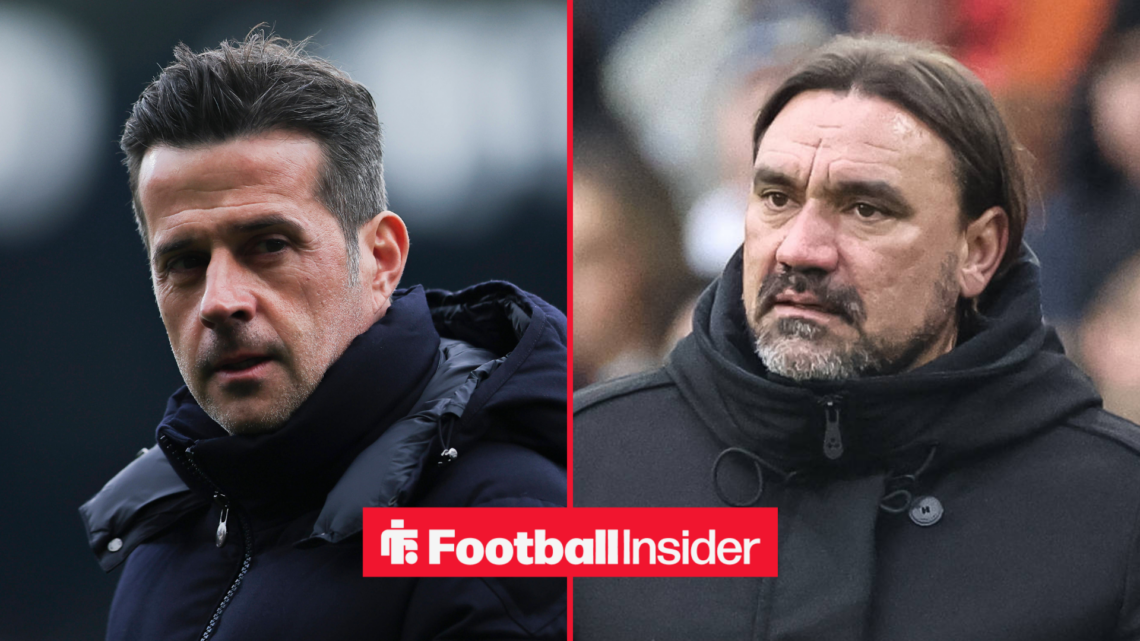 Marco Silva looking focused on the left with Daniel Farke worried on the right