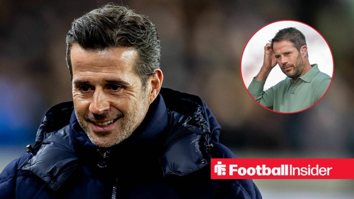 Marco Silva smiling and Jamie Redknapp in inset