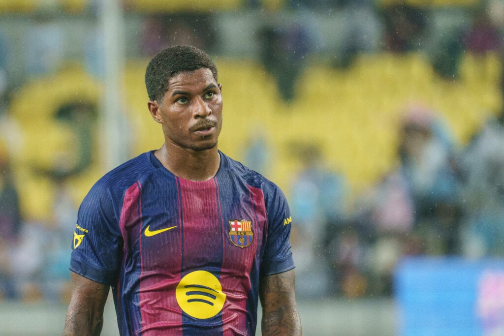 Marcus Rashford looking focused for Barcelona