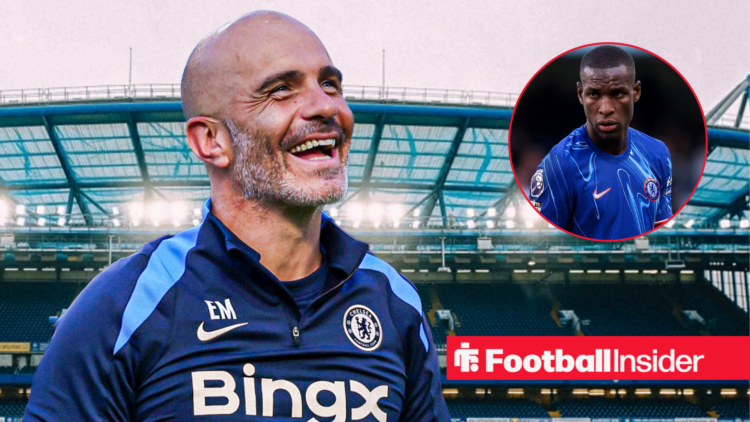 Enzo Maresca smiling, Nicolas Jackson in a circular inset
