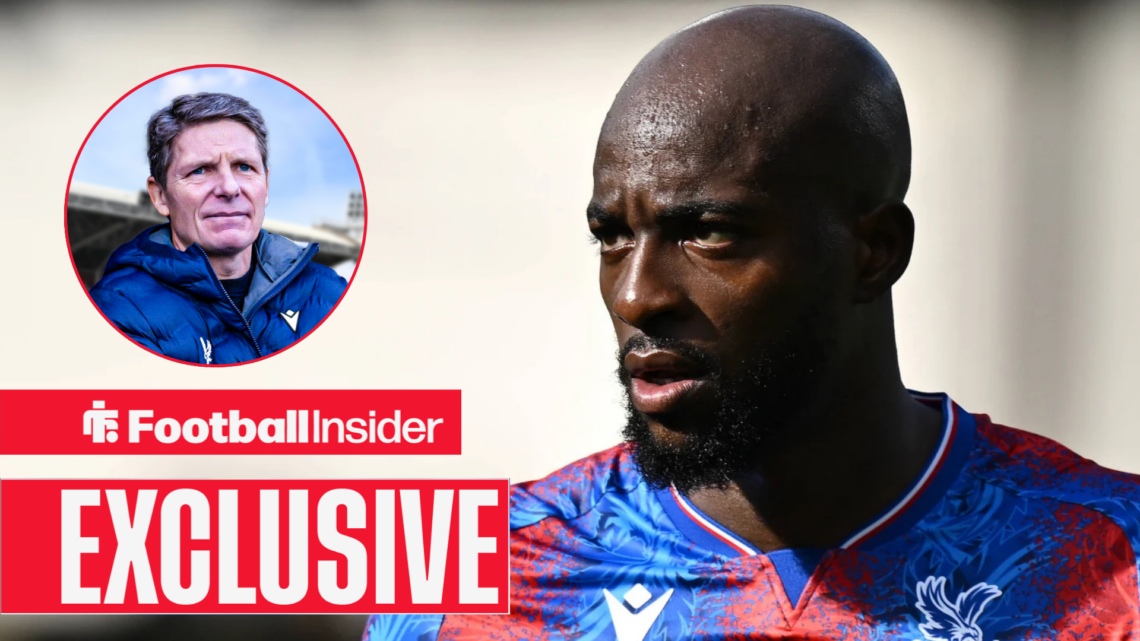 Oliver Glasner in a circular inset, Jean-Philippe Mateta in a Palace kit