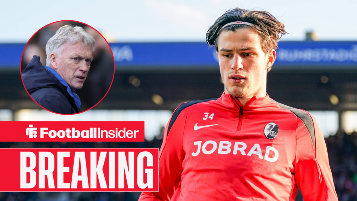 Merlin Rohl ina Freiburg kit, David Moyes in a circular inset