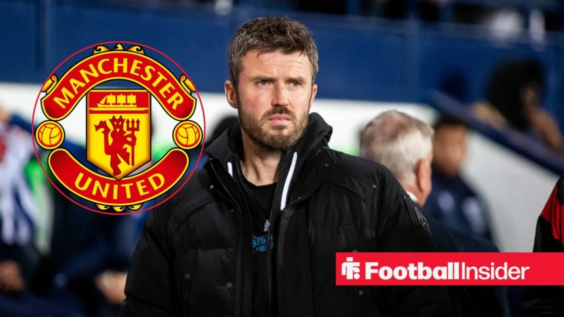Michael Carrick with Manchester United club badge inset
