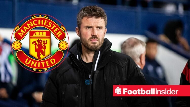 Michael Carrick with Manchester United club badge inset
