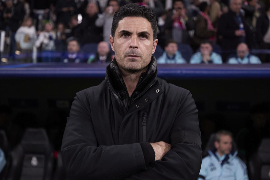 Arsenal manager Mikel Arteta watches his team from the sidelines
