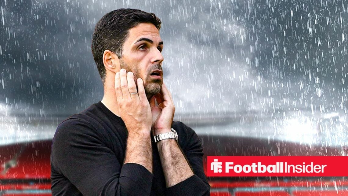 Arsenal manager Mikel Arteta against a backdrop of Emirates Stadium
