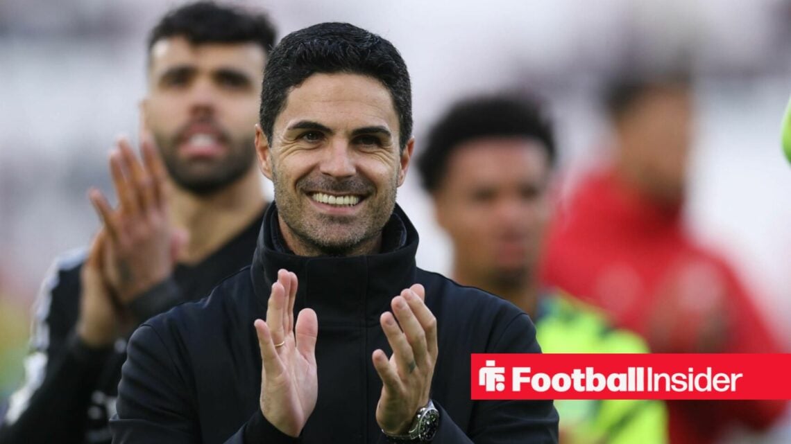Mikel Arteta in happy mood at the full-time whistle