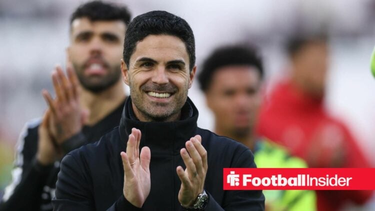 Mikel Arteta in happy mood at the full-time whistle