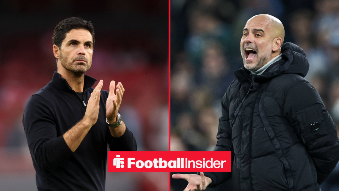 Arsenal manager Mikel Arteta alongside Manchester City boss Pep Guardiola