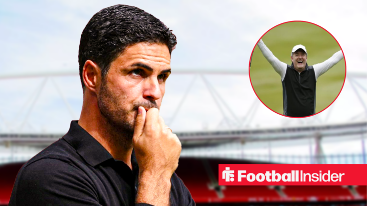 Arsenal boss Mikel Arteta alongside a image of Piers Morgan celebrating