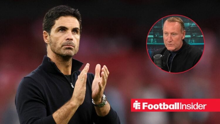 Mikel Arteta clapping at the Emirates Stadium, Ray Parlour in a circular inset