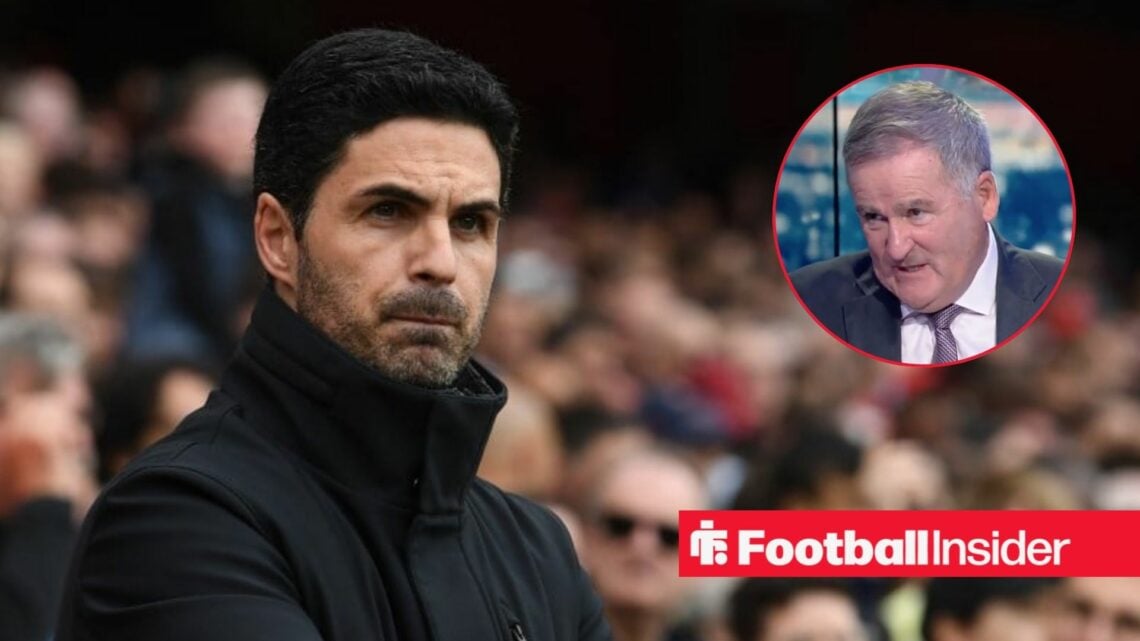 Arsenal manager Mikel Arteta alongside a circular inset of Richard Keys