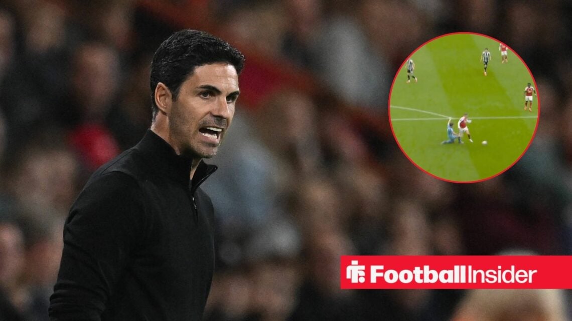 Mikel Arteta shouting and Arsenal penalty incident in inset