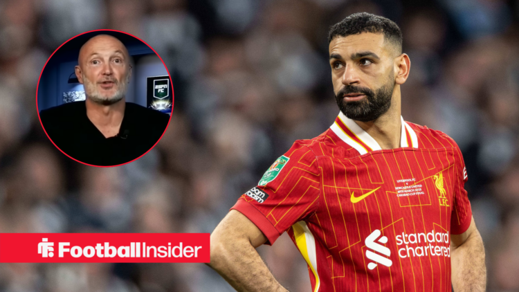 Mohamed Salah standing with hands on his hips, Frank Leboeuf in circular inset