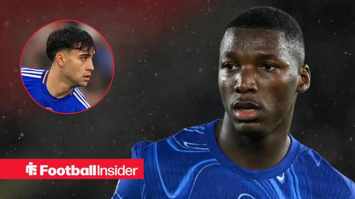 Moises Caicedo in Chelsea home shirt with Facundo Buonanotte inset
