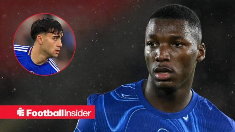 Moises Caicedo in Chelsea home shirt with Facundo Buonanotte inset