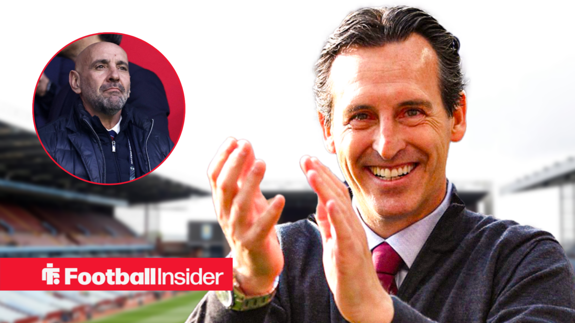 Unai Emery clapping, Monchi in a circular inset