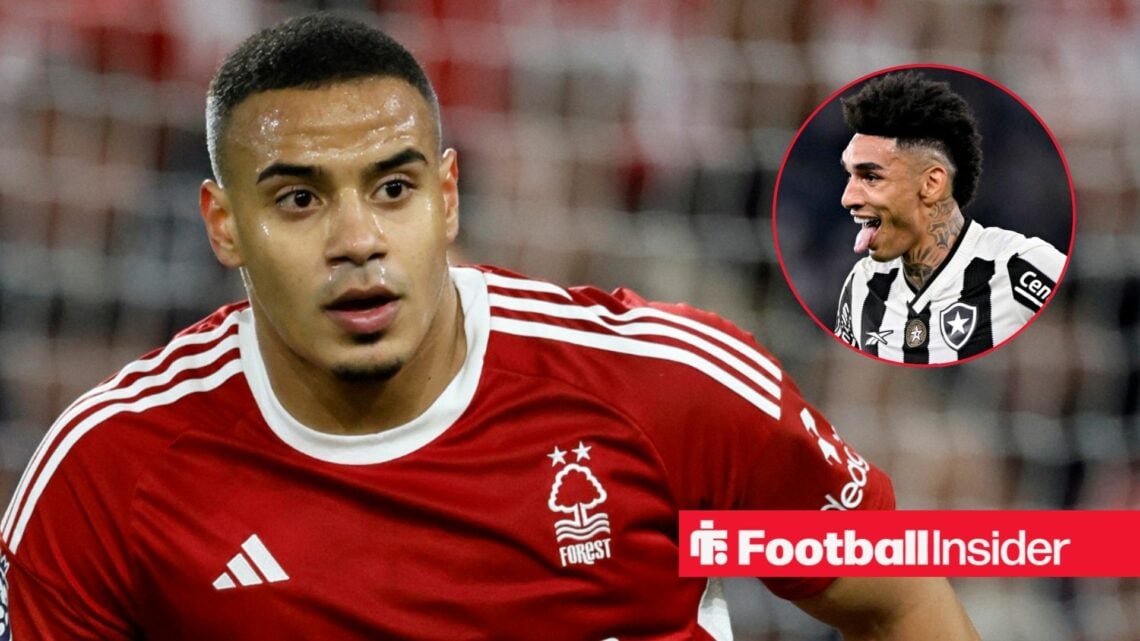 Murillo in Nottingham Forest home shirt with Igor Jesus inset