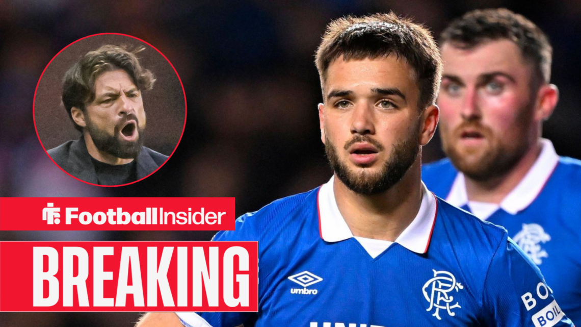 Nicolas Raskin in action for Rangers, with Russell Martin in a circular inset