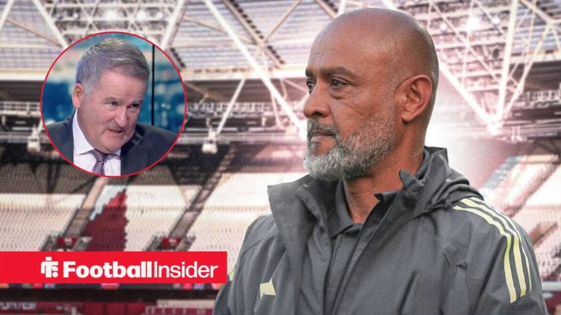 West Ham manager Nuno Espirito Santo at London Stadium with pundit Richard Keys left inset