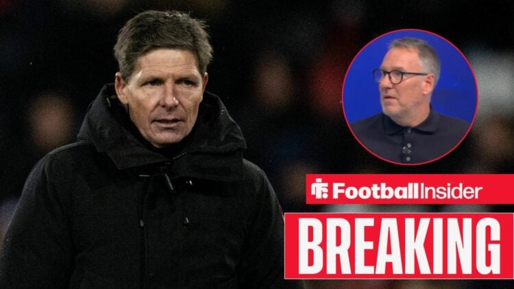 Oliver Glasner on the pitch, Paul Merson in a circular inset