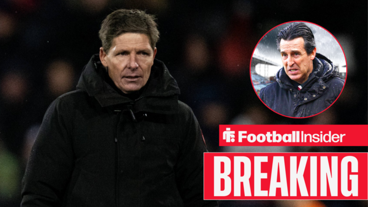 Oliver Glasner, Unai Emery in a circular inset