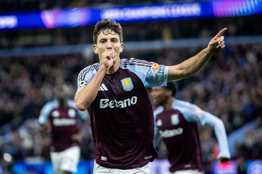 Pau Torres celebrating for Aston Villa.