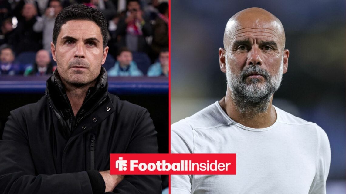 Arsenal boss Mikel Arteta alongside Man City boss Pep Guardiola