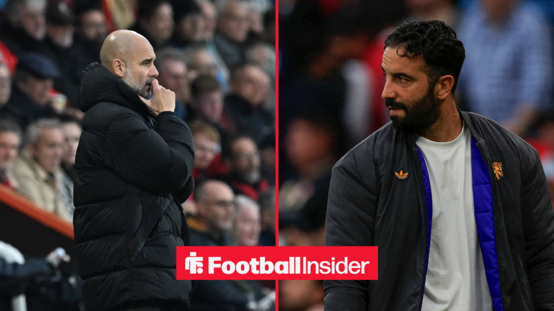 Manchester City manager Pep Guardiola, Man United manager Ruben Amorim