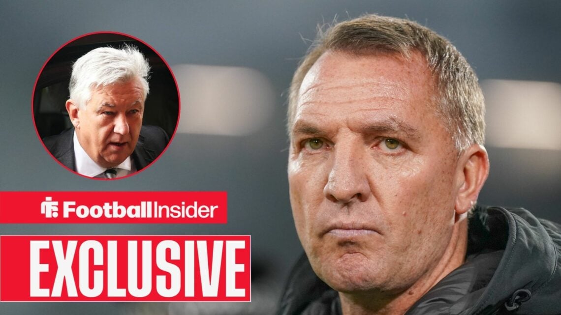 Peter Lawwell focused on left with Brendan Rodgers serious on the right